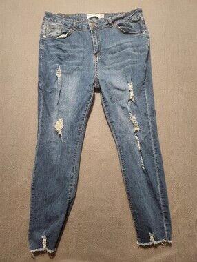 Celebrity Ace Jeans Women Size 16 Blue Skinny Distressed
